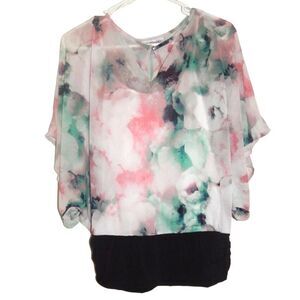 JENNIFER LOPEZ women's x-small pastel floral cold shoulder flowy shirt blouse